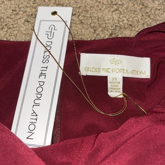 Dress‎ The Population Carmen Long Sleeve Trumpet Maxi Gown Dress Burgundy XS - Picture 10 of 12